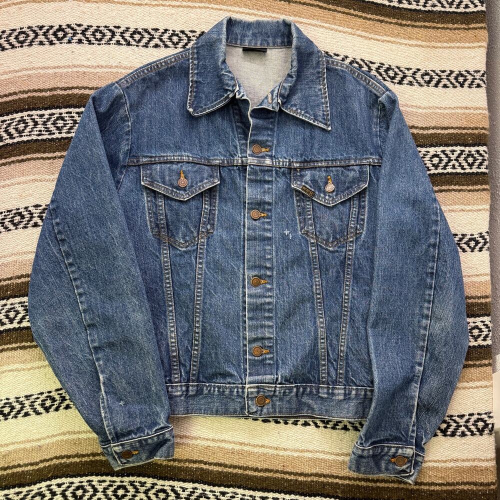 Men's Vintage 1970's Sears Roebucks Western Blue Jean Trucker Jacket Sz Large